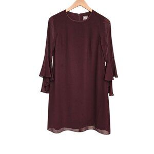 Women's - Vince Camuto Maroon Bell Sleeve Dress, Size 2